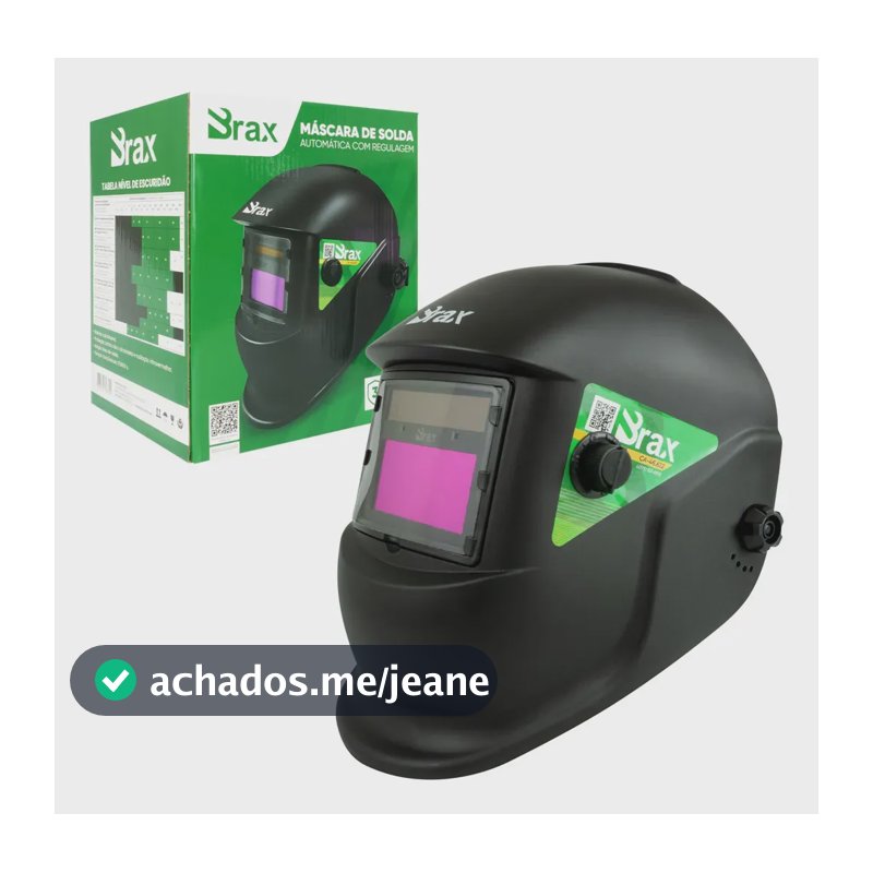 Máscara de Solda Automática Brax com Regulagem Solar TIG MIG MMA