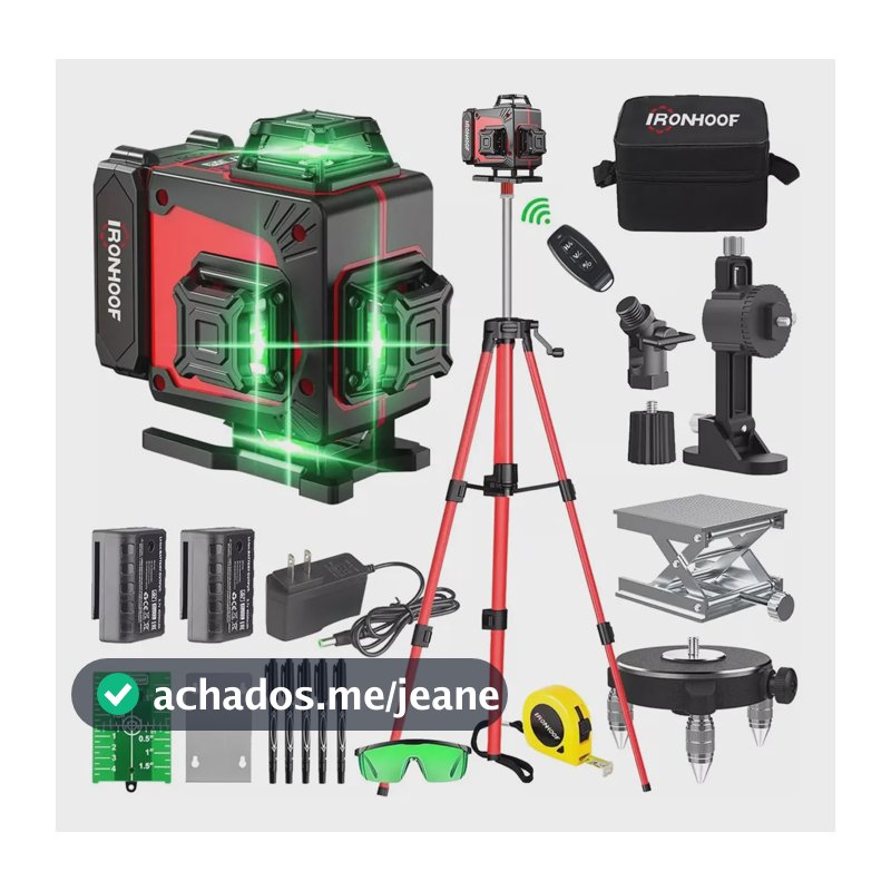 Nivel Laser 16 Linhas Com Tripé Verde 360° 30m 2 Bateria