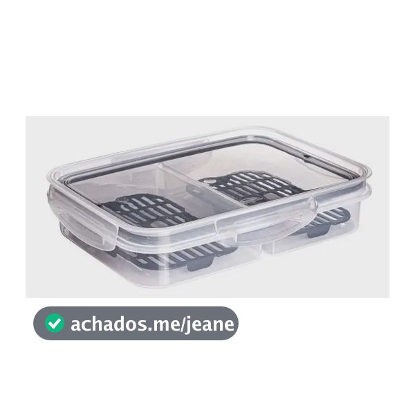 Pote Porta Frios C/ Escorredor Tampa C/ Travas 2 Divisórias Transparente