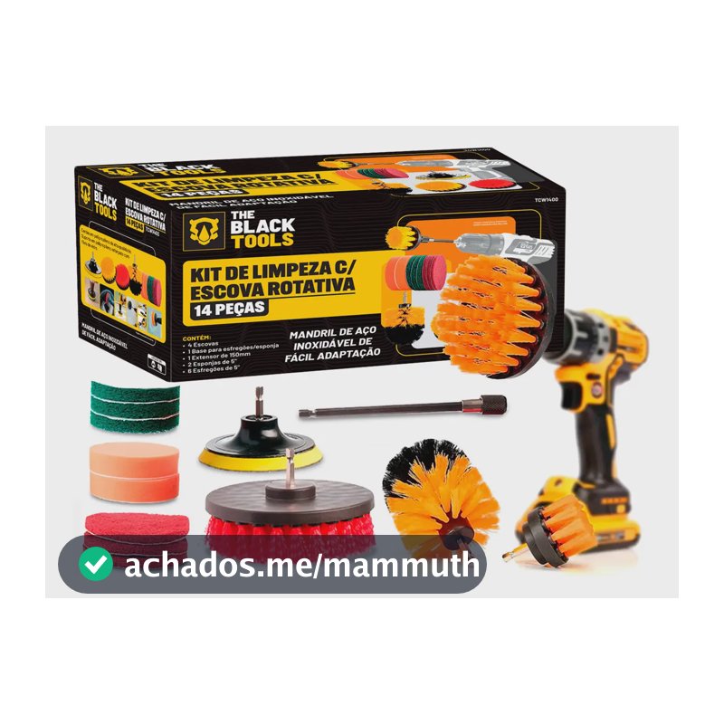 Kit 14 Escovas Rotativa Giratoria Limpeza Encaixa Uso Furadeira Parafusadeira TCW1400 The Black Tools
