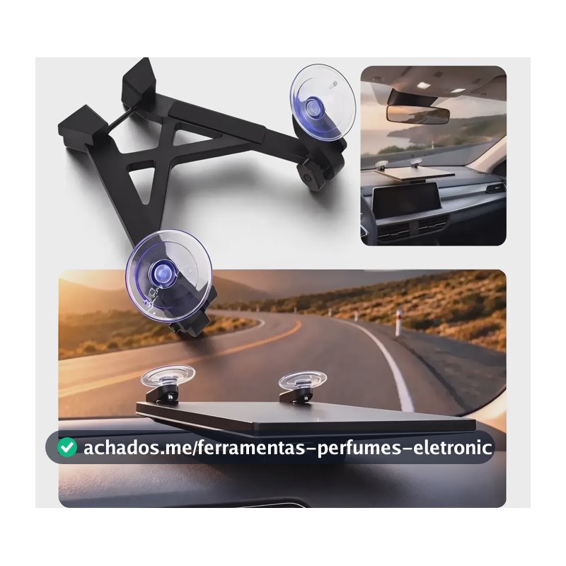 Suporte De Painel Veicular Starlink Mini Ventosas Antimulta Preto