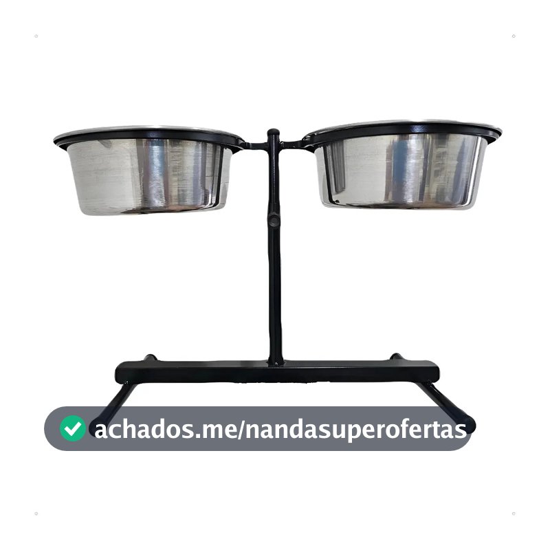 Comedouro Elevado Duplo Regulável Pote Ração Cachorro Grande Cor Preto