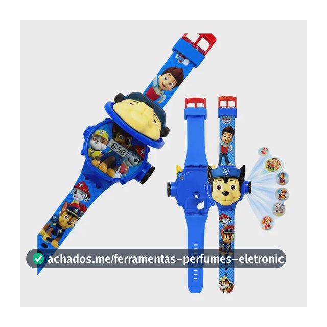 Relógio Infantil Projetor Patrulha Canina Chase 6 Imagens Azul