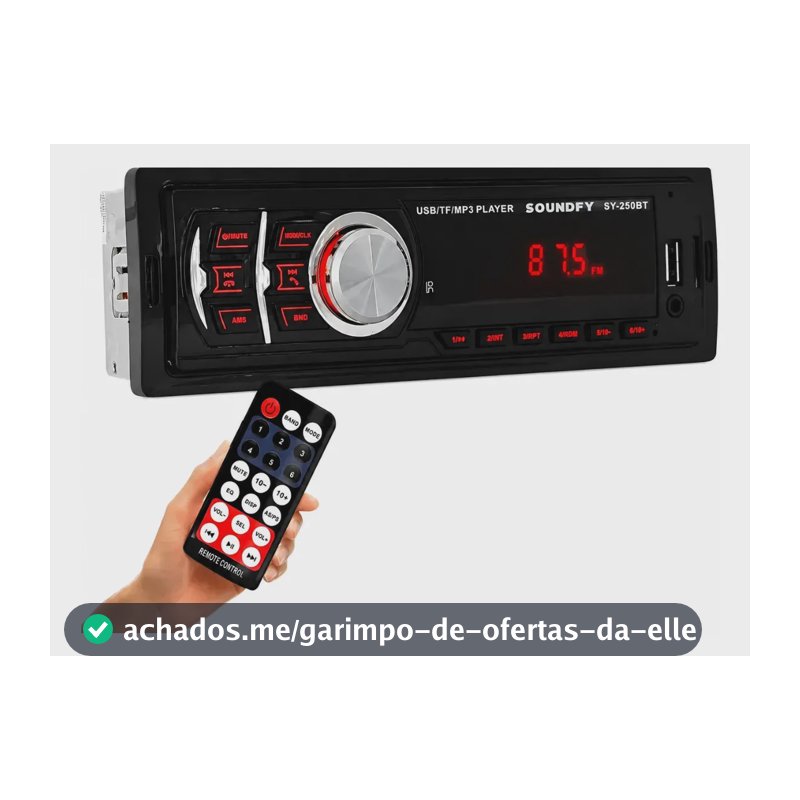 Rádio Automotivo Soundfy SY250 Com Bluetooth e Entradas USB e SD
