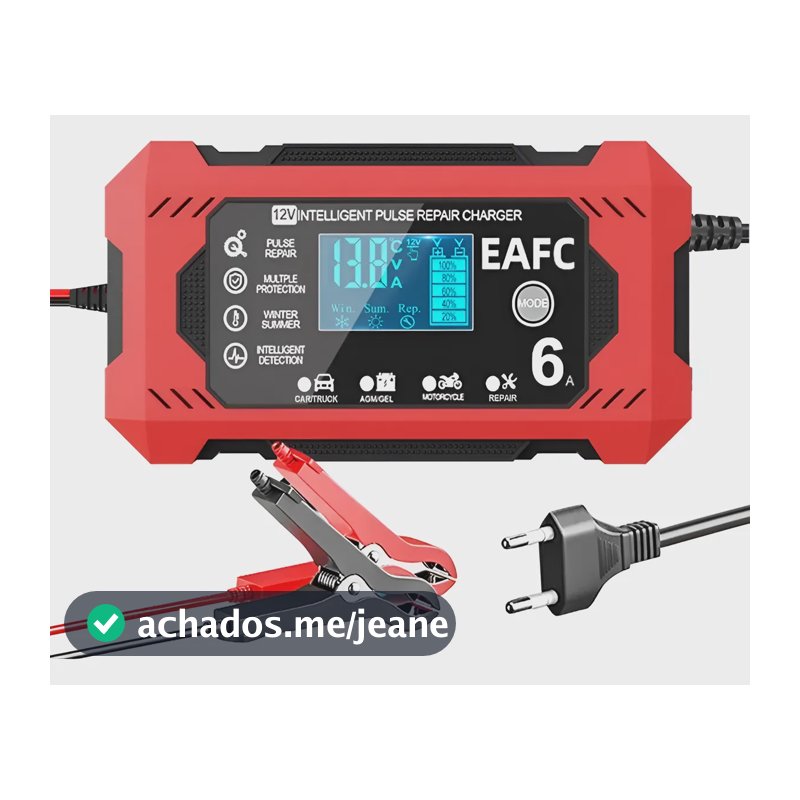 Carregador E Mantenedor Inteligente De Bateria Automotiva 12v 6a Plugue Europeu