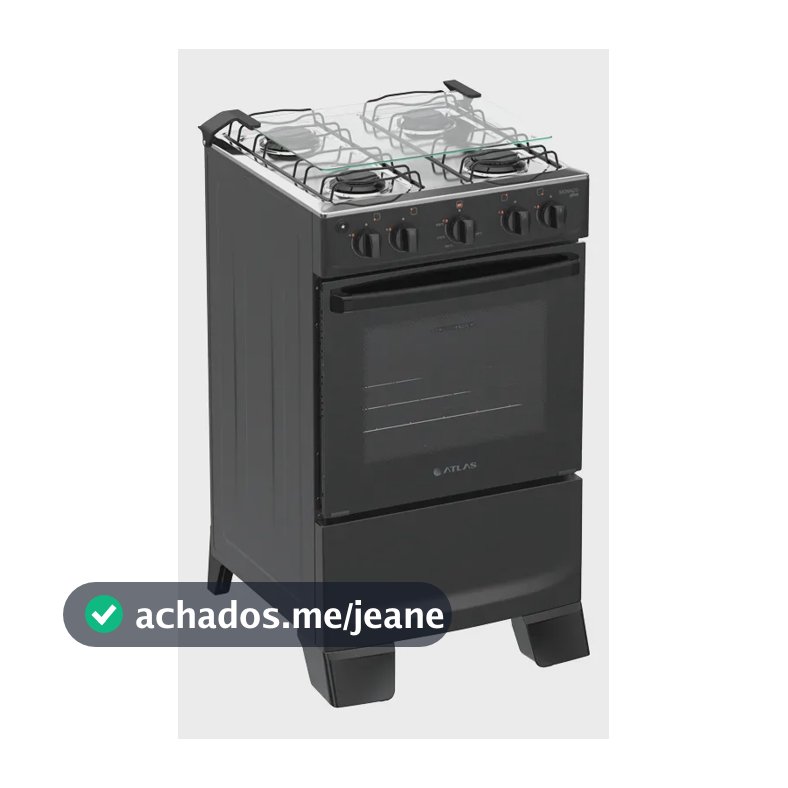 Fogão 4 Bocas Atlas Mônaco Plus com Mesa de Inox Automático Preto Bivolt