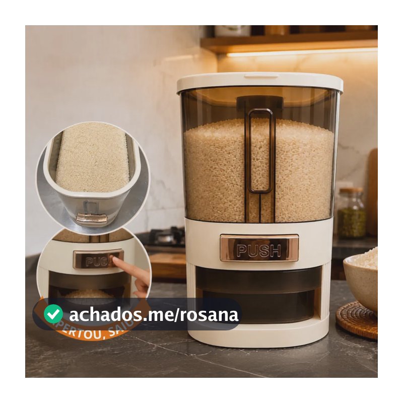 Dispenser De Alimentos organizador Grãos Arroz Cereais temperos dispensador de cozinha com copo medidor porta cereal organizado 5kg Dispense para armazenamento de alimentos pote de plastico grande 5kg