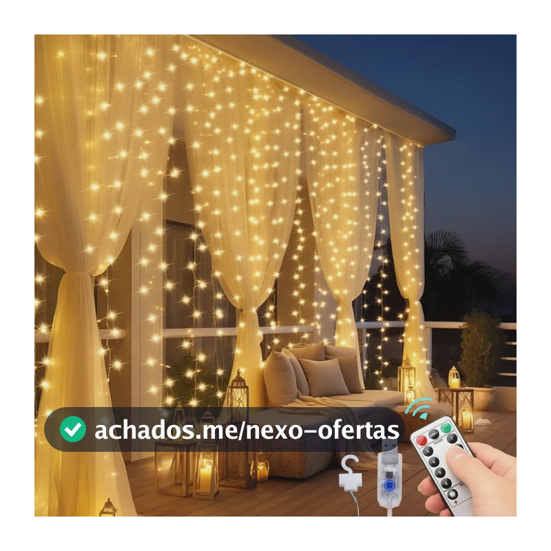 300 Leds 3x3 M Usb Luz De Cortina Decoraçãoluzes Natal Branco Quente 127/220v