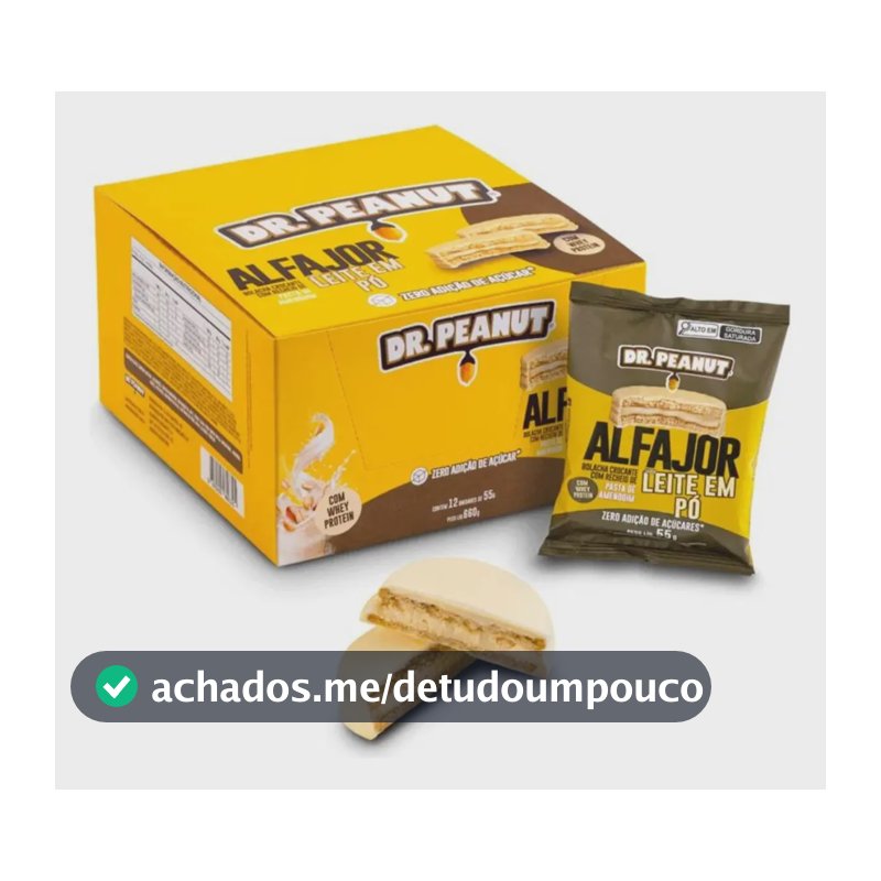 Alfajor Dr. Peanut Sabor Leite em Pó com Whey Protein 12un 35g