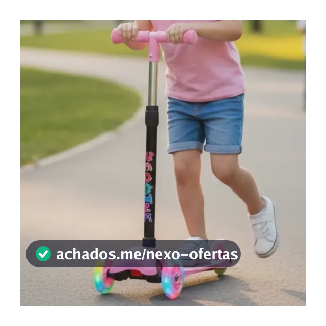 Patinete Infantil Dobrável 3 Rodinhas De Led Ajustável Rosa Coelho