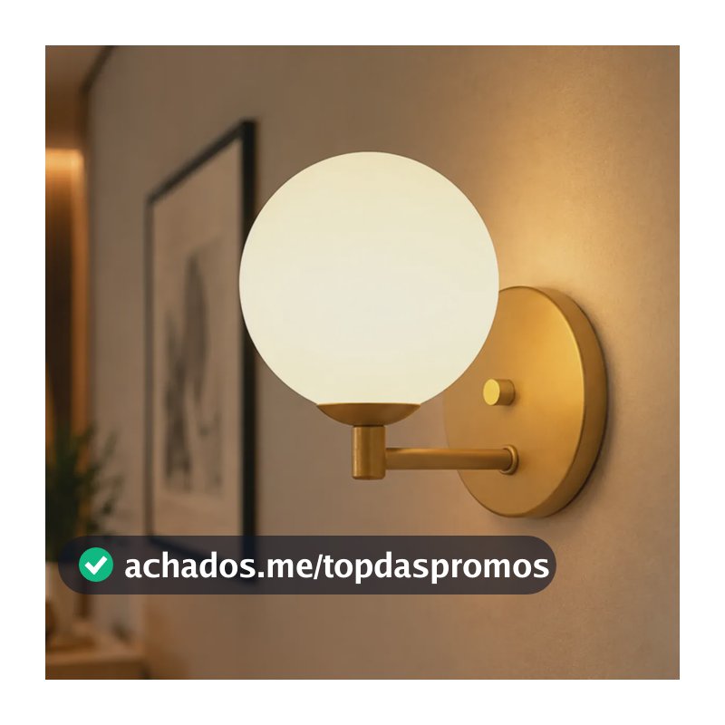 Arandela De Parede Luminária Para Quarto Globo Jabuticaba G9 Bivolt Dourado - Leitoso
