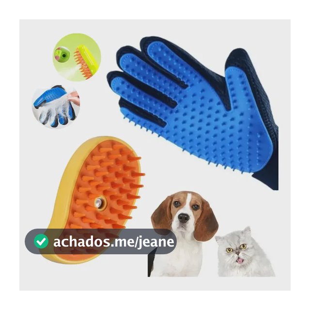 Kit Luva Magnética Escova Vapor Tira Pelo Cachorro Cão Gato