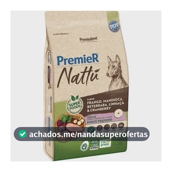 Premier Nattú Mandioca Para Cães Idosos Pequeno 10kg