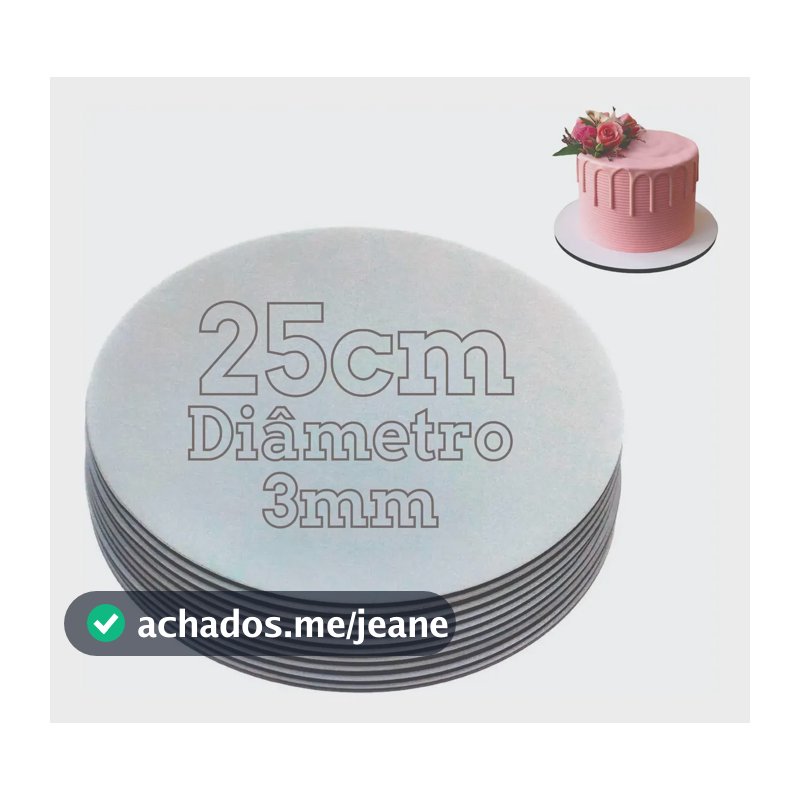 Cake Board 25cm Tabuleiro Prato De Bolo Mdf Kit Com 10 Bases Branco