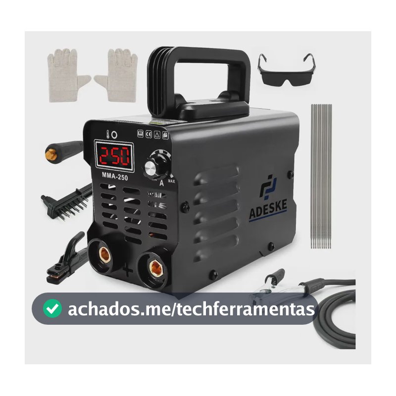 Máquina de Solda Inversora Adeske MMA-250 250A com Display Digital