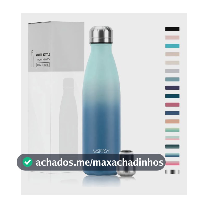 Garrafa Térmica Watersy 500ml Aço Inox Camping Azul Claro/azul