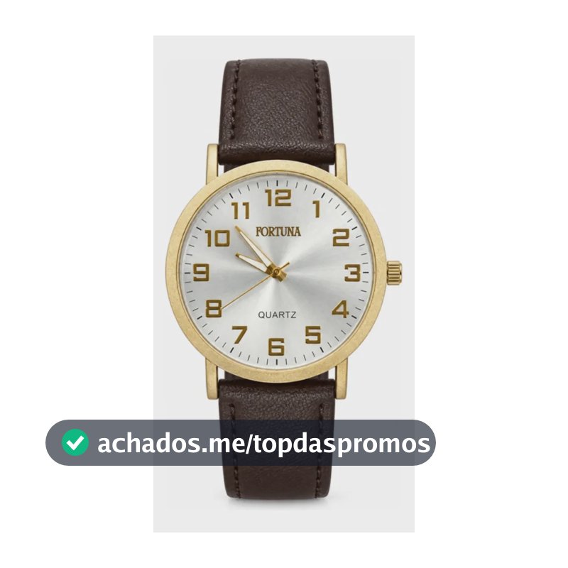 Relógio De Pulso Masculino Minimalista Old Money Fortuna Marrom Cx Dourada E Branco