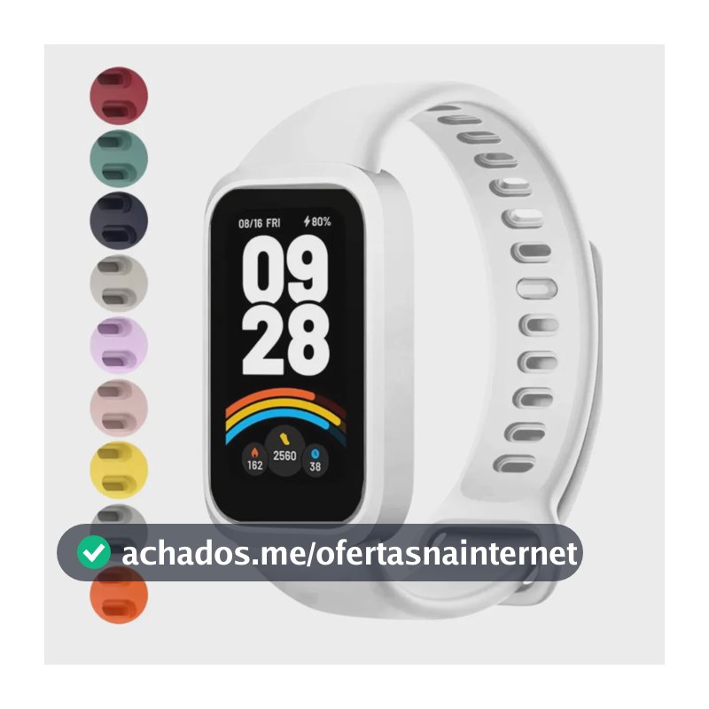 Pulseira 2em1 Protetora Para Xiaomi Smart Band 9 Active 1.47 Cor Branco Bon Vivant