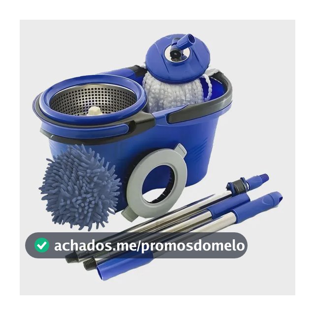 Esfregão Perfect Pro Mop 360° Balde Inox Cabo Longo Microfibra 16L