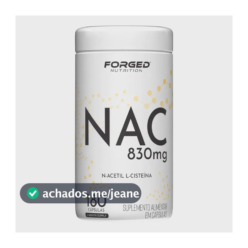 Nac 830mg N-acetil L-cisteína Antioxidante - Fórmula Com Máxima Concentração E Pureza 180 Cápsulas - Forged Nutrition