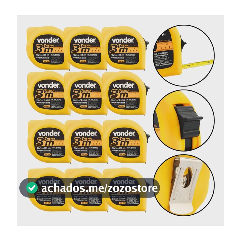 Kit 12 Trenas Curta De Aço 3 Metros Alta Qualidade - Vonder