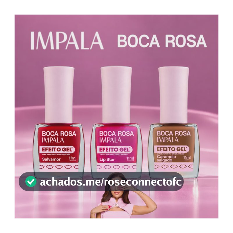 Kit 3x Esmaltes Impala Lançamento Boca Rosa Efeito Gel 11ml Efeito Gel Boca Rosa - Vermelho/rosa Perolado/caramelo