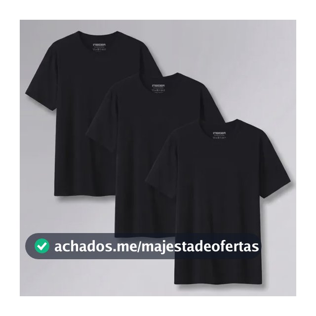Kit 3 Camisetas  Light T-shirt Insider Preto M Lisa