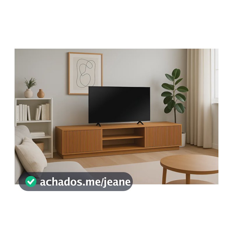 Rack Mavaular Valência MDF Natural 180cm Para TV Até 75'' 2 Portas Moderno
