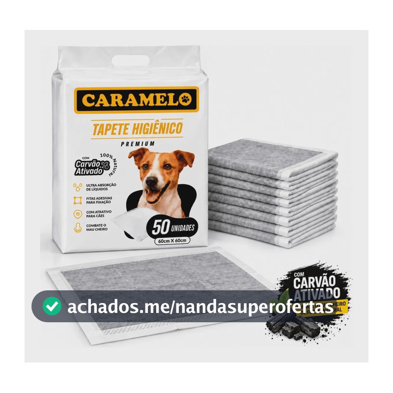 Tapete Higiênico com Carvão Ativado 50 Unidades 60x60 - Caramelo