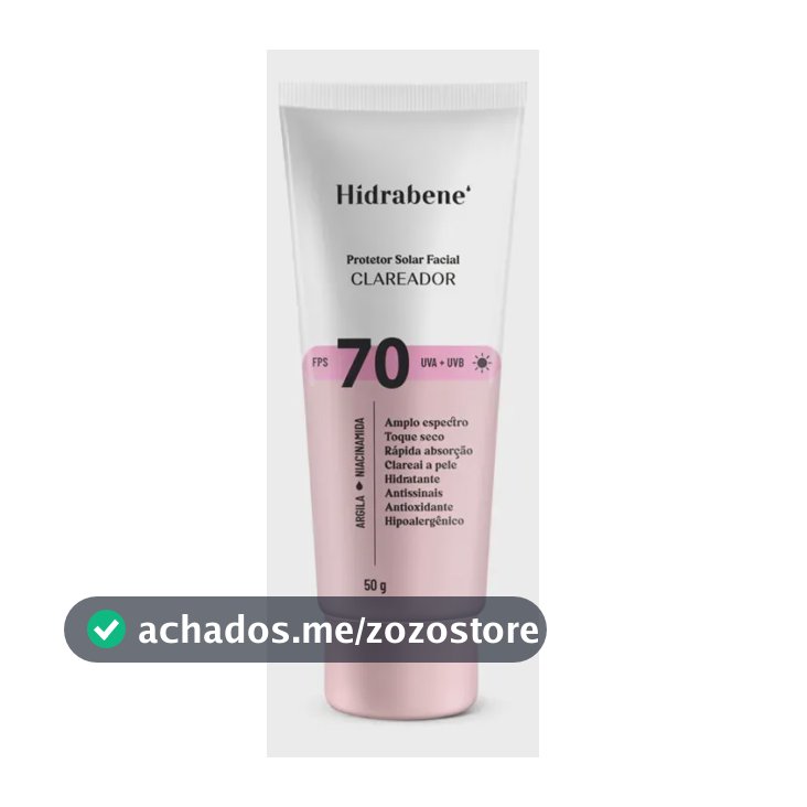 Hidrabene Protetor facial Solar FPS 70 Toque Seco Antissinais Clareia a pele 50g