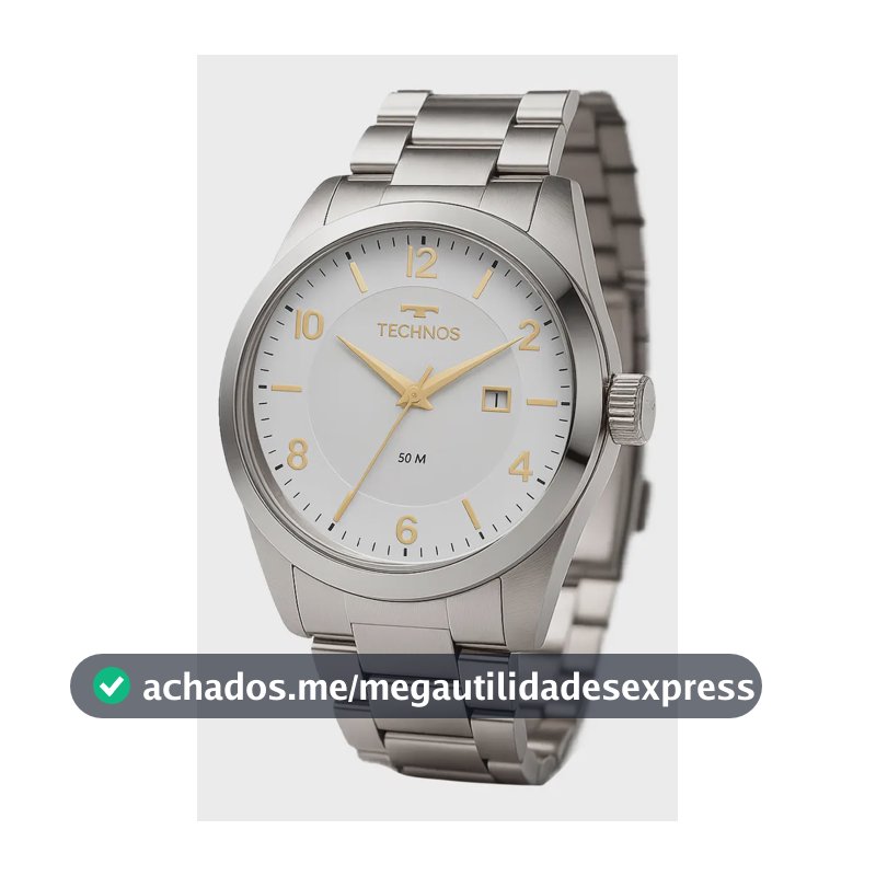 Relógio Technos Masculino Steel Prata Quartz Aço Inox Com Calendário