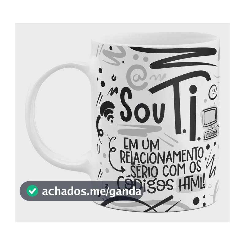 Caneca de Cerâmica Branca para Tecnologia da Informação