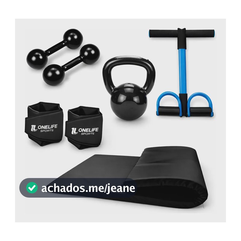 Kit Ginástica Fitness Treino Em Casa 5 Itens Perfeito Preto