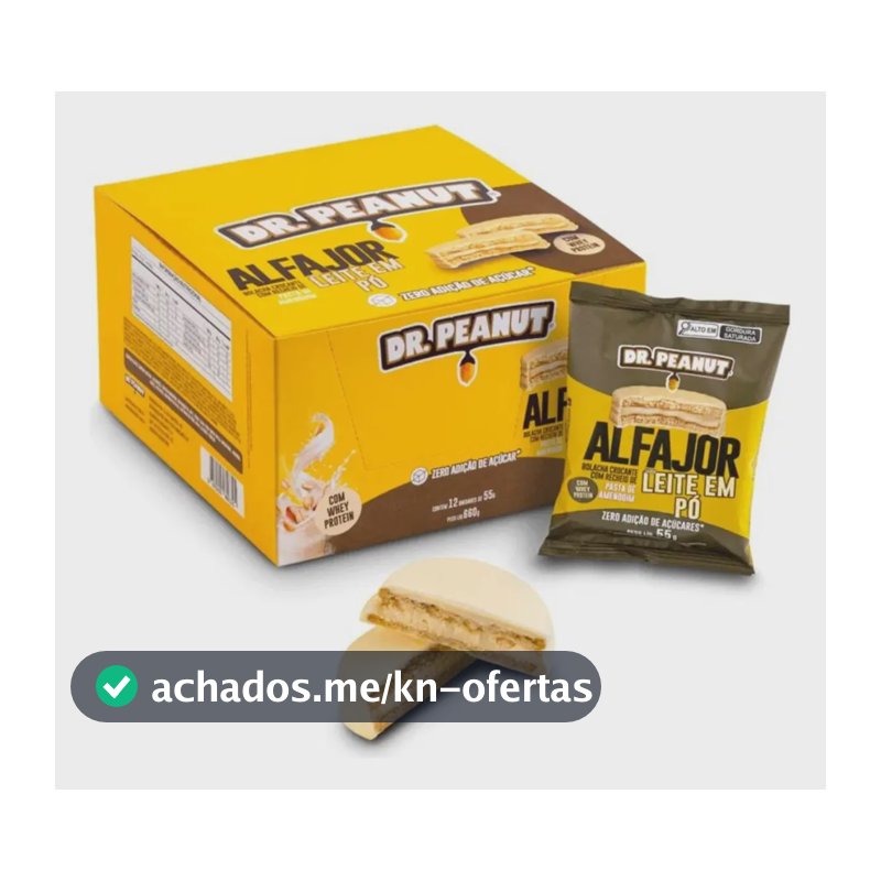 Alfajor Dr. Peanut Sabor Leite em Pó com Whey Protein 12un 35g