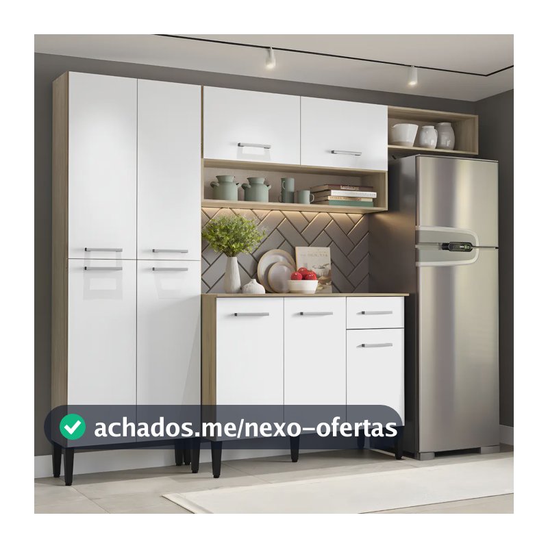 Cozinha Compacta Arizona Glam Carvalho com Branco Carraro