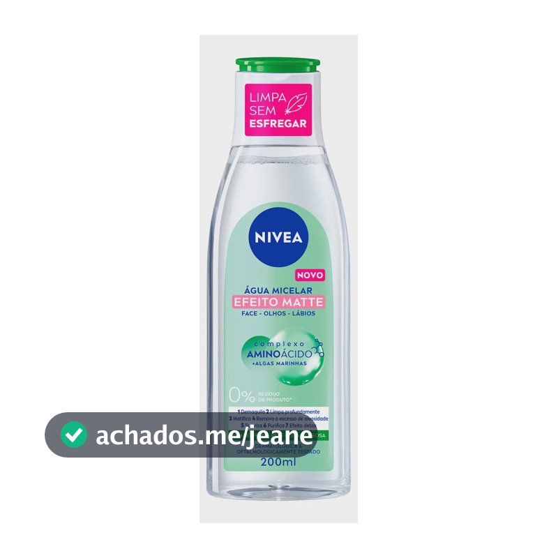 NIVEA Água Micelar Solução de Limpeza 7 em 1 Efeito Matte 200ml, Demaquila, Limpa Profundamente, Controla Oleosidade, Cuidado Facial, Pele Mista e Oleosa
