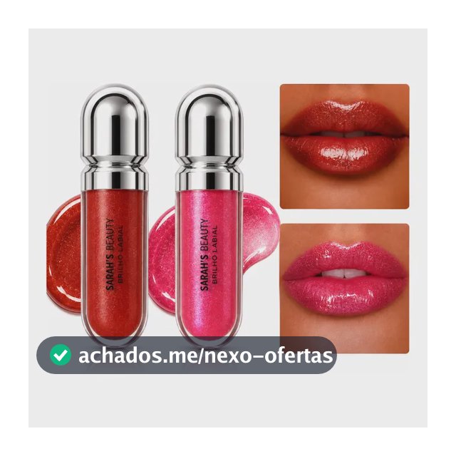 Kit 2 Gloss Labial Brilho Intenso Hidratação Sarah's Beauty