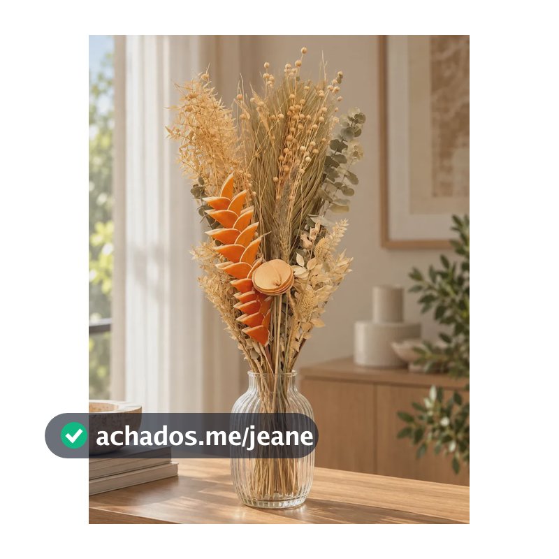 Buquê de Flores Naturais Desidratadas Helicônia e Trigo com Eucalipto para Decoração Boho Rústica