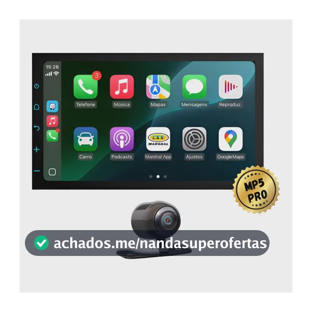 Central Multimidia Mp5 Pro+ 7' Carplay Android Auto + Câmera Preto