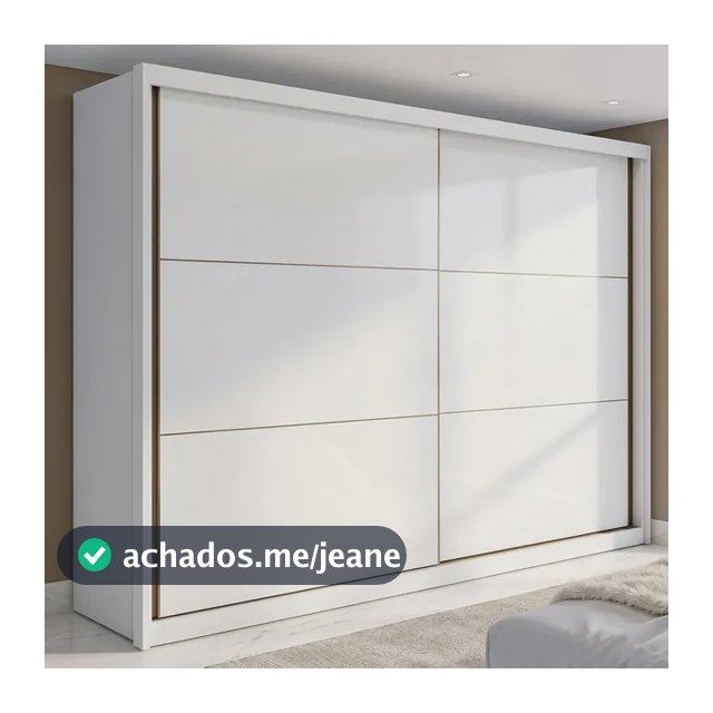 Guarda-roupa Casal MDF 2 Portas Corrediças Branco 6 Gavetas Móveis Lopas