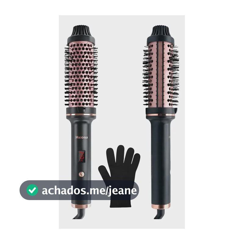 Escova Modeladora Secadora Profissional 2em1 Halona Bivolt Preto 110-240v