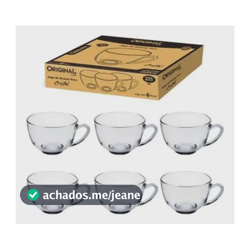 Jogo 6 Xícaras PERA Vidro Sino OG para Café/Chá 200ml Laváveis