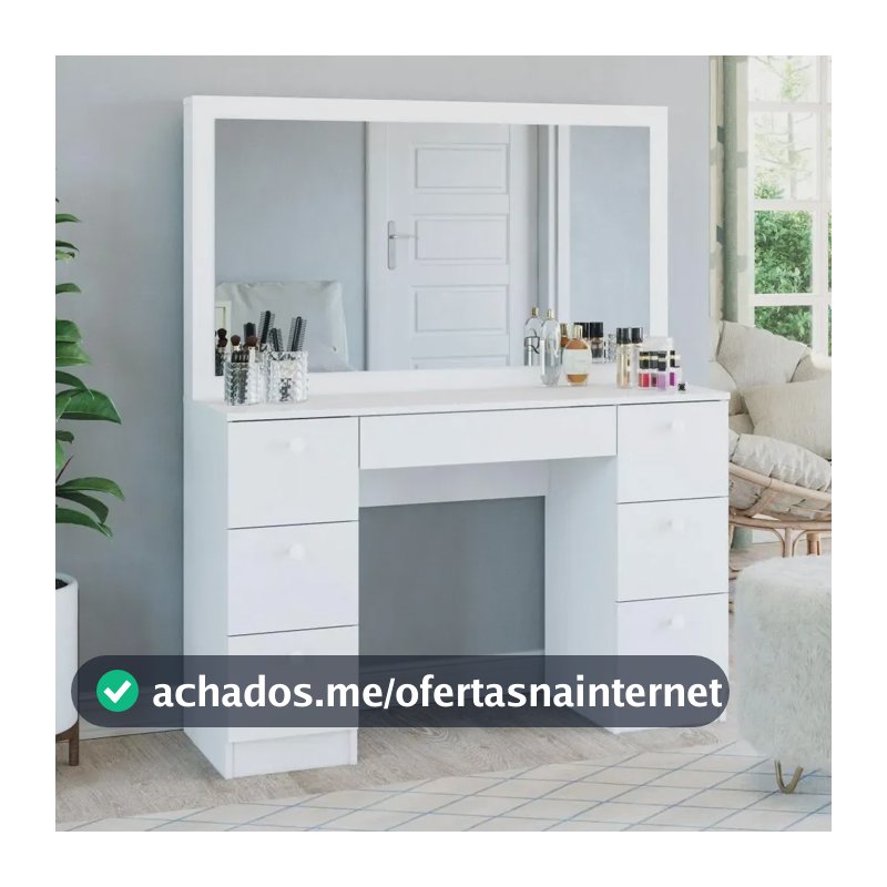 Penteadeira Ditália 7 Gavetas Pe-80 Branco Uv Acetinado