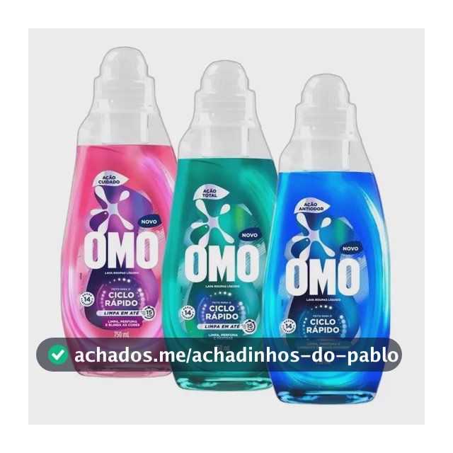 Kit Lava-roupa Omo Ciclo Rápido Cuidado+total+antiodor 750ml