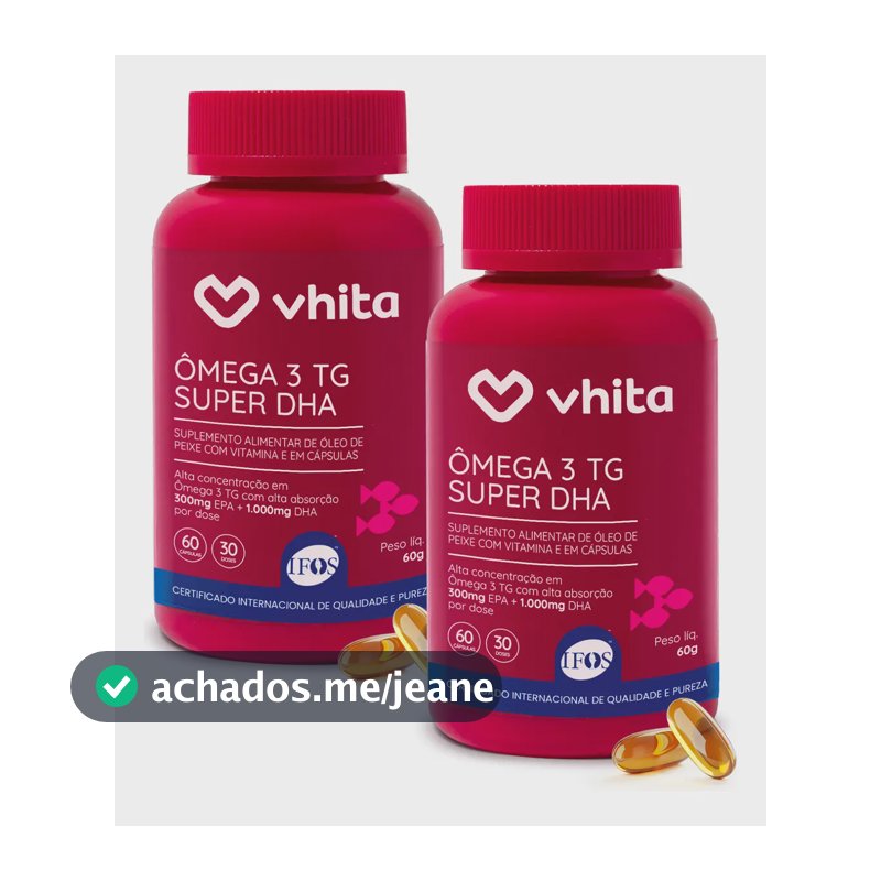 Ômega 3 Dha 1000Mg TG Com Selo IFOS Vhita 60 Cáps - 2 Potes