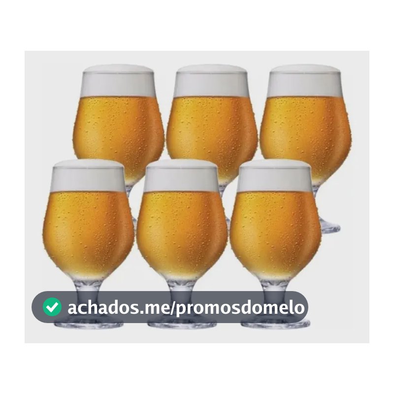Jogo 6 Taças Cerveja Vidro Cristalino 400ml M&K Home - Bares e Restaurantes
