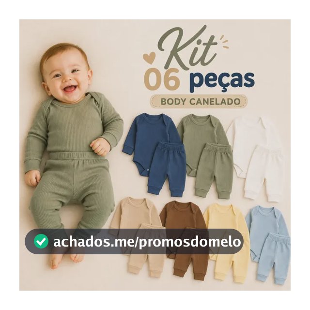 Kit 6 Peças Body Canelado Bebê Menino Manga Longa Calça