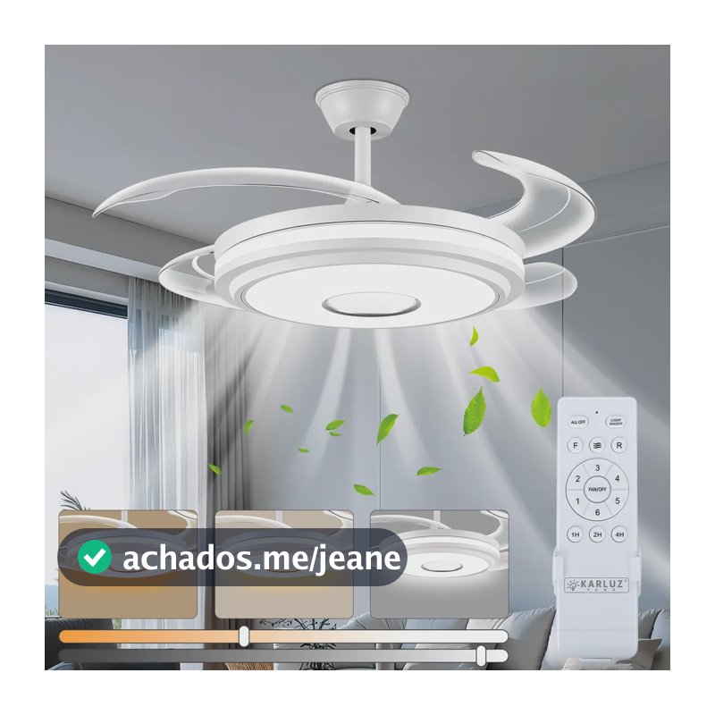 Ventilador De Teto Antuvi 42  Retrátil Silencioso C/controle 1.067 M Branco 127/220v 4