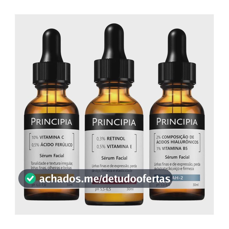 Principia Kit C/3 Séruns Vitamina C + Retinol + Hialurônicos
