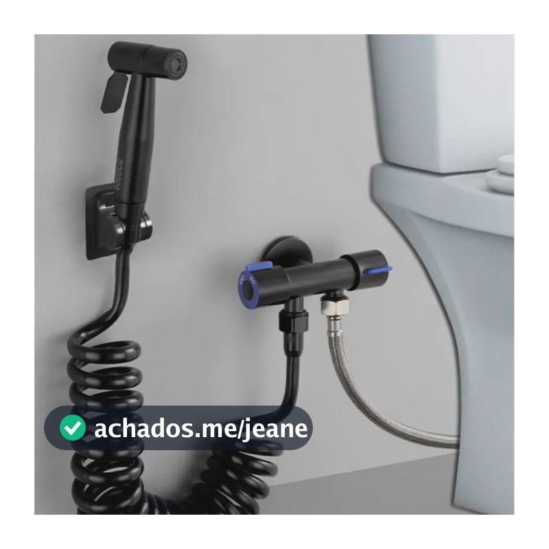 Ducha Kit Higiênica Duas Saídas De 1/2 em aço inox mangueira e pistolinha Cor Preto - Marca Camperluz